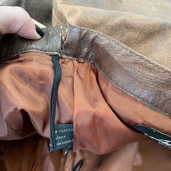 Vintage 1980s Brown Leather Skirt Rocker Distressed Winlit Women size 11/12 READ - Picture 14 of 16